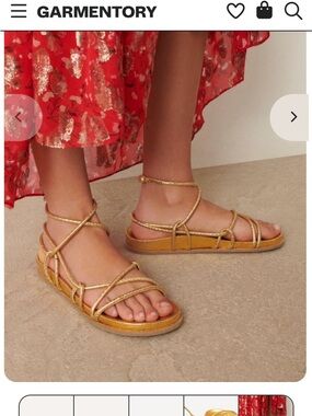 ba&sh Cisco gold leather gladiator Strappy Flat Sandals